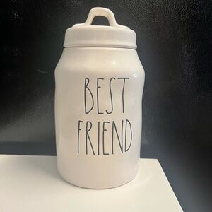 Rae Dunn White Ceramic Canister with 'Best Friend' Text
